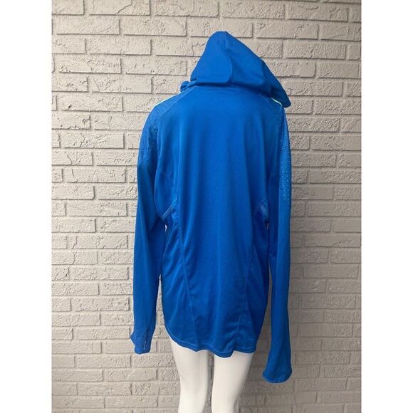 Adidas Women Zip Front Trefoil Striped Mesh Hoodie Size L - Picture 2 of 10